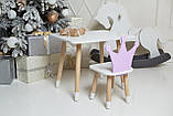 Дитячий білий прямокутний стіл і стільчик фіолетова корона. Столик для ігор, уроків, їжі. Білий столик, фото 9