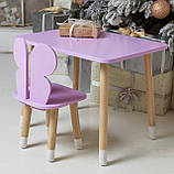 Фіолетовий прямокутний столик і стільчик дитячий метелик. Фіолетовий дитячий столик, фото 2