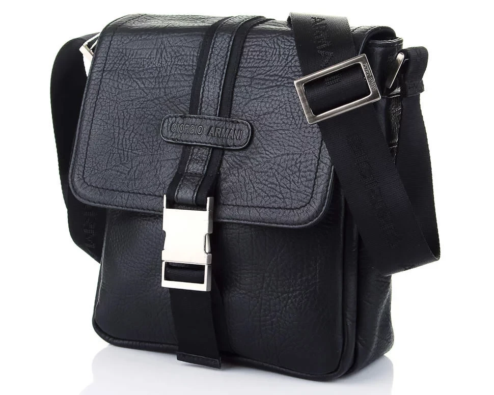 Барсетка чоловіча шкіряна чорна Giorgio Armani 3668