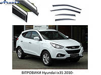 Дефлекторы окон ветровики Hyundai ix35 (Tucson) 2010-2015 П/К скотч FLY нержавеющая сталь 3D BHYI351023-W/S