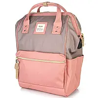 Женский стильный городской тканевый повседневный рюкзак HIMAWARI 9001 PINK/GREY GY/PI