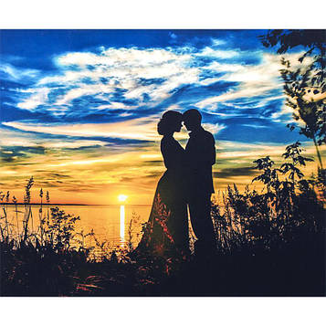Алмазна мозаїка на підрамнику картина стразами 40х50 см DIY Любов на заході сонця (SGLE 72979)