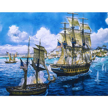 Алмазна мозаїка на підрамнику картина стразами 40х50 см DIY Морський бій (SGLE 72971)