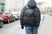 Мужской рюкзак из экокожи для города Donate черный повседневный с карманом для ноутбука стильный женский
