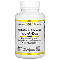 Вітаміни Multivitamin and Mineral Two-A-Day California Gold Nutrition 60 капсул