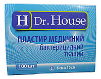 Пластырь бактерицидный медицинский Dr. House (Доктор Хаус) тканевое основание, 6*10см /100 шт