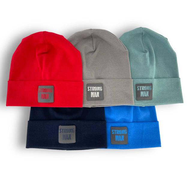 Шапка трикотажная для мальчика с отворотом детская