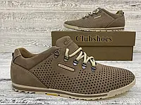 Чоловічі літні шкіряні кросівки перфорація койот бежеві Clubshoes Натуральна шкіра Гарантія! Весна Літо 2024