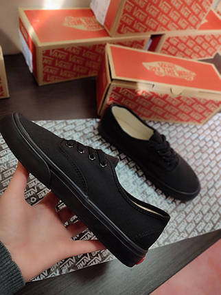 Кеди крипери ЧОРНІ на чорній підошві текстильні Vans Authentic ALL BLACK весна літо 2023, фото 1