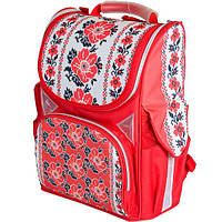 Рюкзак шкільний для дівчинки портфель до школи "Вишиванка" ортопедична спинка, світловідбиваючі елементи