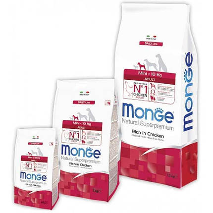 Monge Natural Superpremium Mini Adult Сухий корм з куркою для дорослих собак маленьких порід 3кг, фото 1