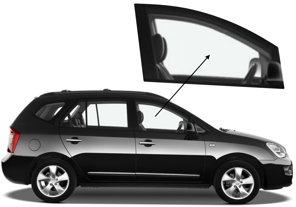 Бічне скло Kia Carens 2006-2013 передніх дверей праве