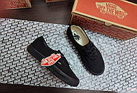 Кеди VANS Authentic ALL BLACK кросівки чорні ванси текстиль унісекс