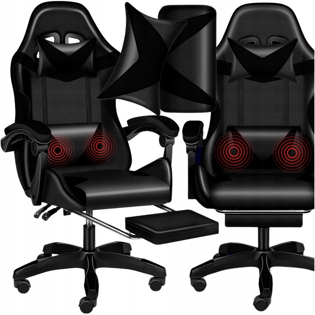 Крісло геймерське PLAYER з підставкою для ніг Black