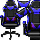 Крісло геймерське PLAYER з підставкою для ніг Blue/Black, фото 3