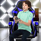 Крісло геймерське PLAYER з підставкою для ніг Blue/Black, фото 9