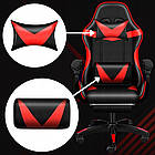 Крісло геймерське PLAYER з підставкою для ніг та масажем Red/Black, регульована висота, пластикові колеса, фото 6