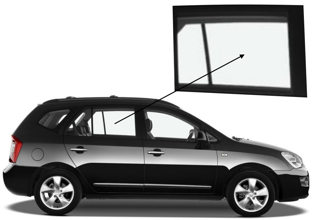 Бічне скло Kia Carens 2006-2013 задніх дверей праве