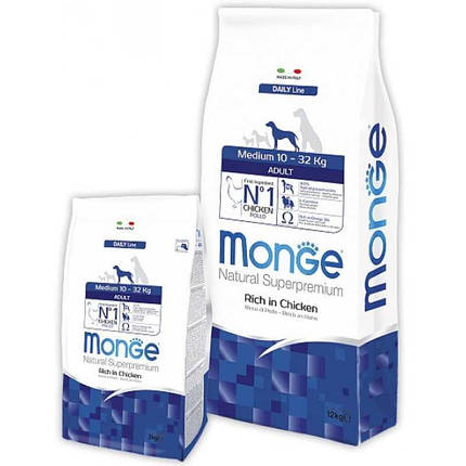 Monge Natural Superpremium Medium Adult Сухий корм з куркою для дорослих собак середніх порід 3кг, фото 1