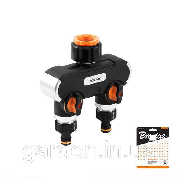 Розподільник з 2 кранами, BLACK LINE РЗ 1" до РЗ 3/4", HEAVY DUTY, ECO-PWB3042, фото 1