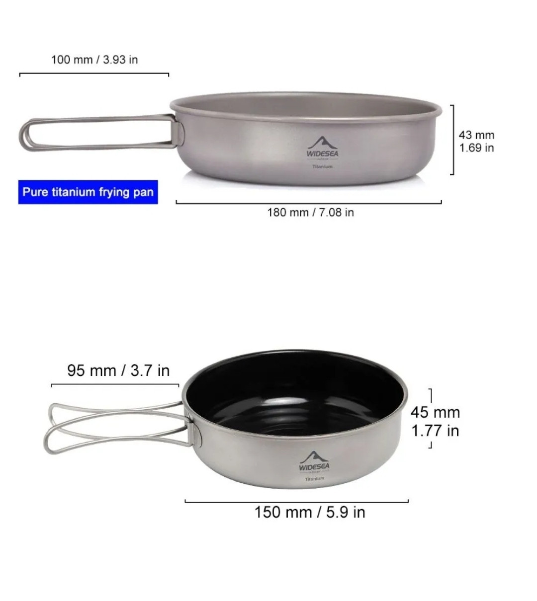 Сковорода - тарілка 900 ml + сковорода з антиаригаргим покриттям 700 ml Widesea з титану, фото 1
