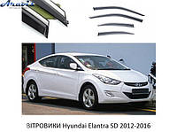 Дефлекторы окон ветровики Hyundai Elantra SD 2012-2016 П/К скотч FLY нержавеющая сталь 3D BHYET1223-W/S