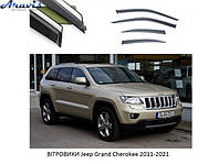 Дефлекторы окон ветровики Jeep Grand Cherokee 2011-2021 П/К скотч FLY нержавеющая сталь 3D BJPDQ1123-W/S