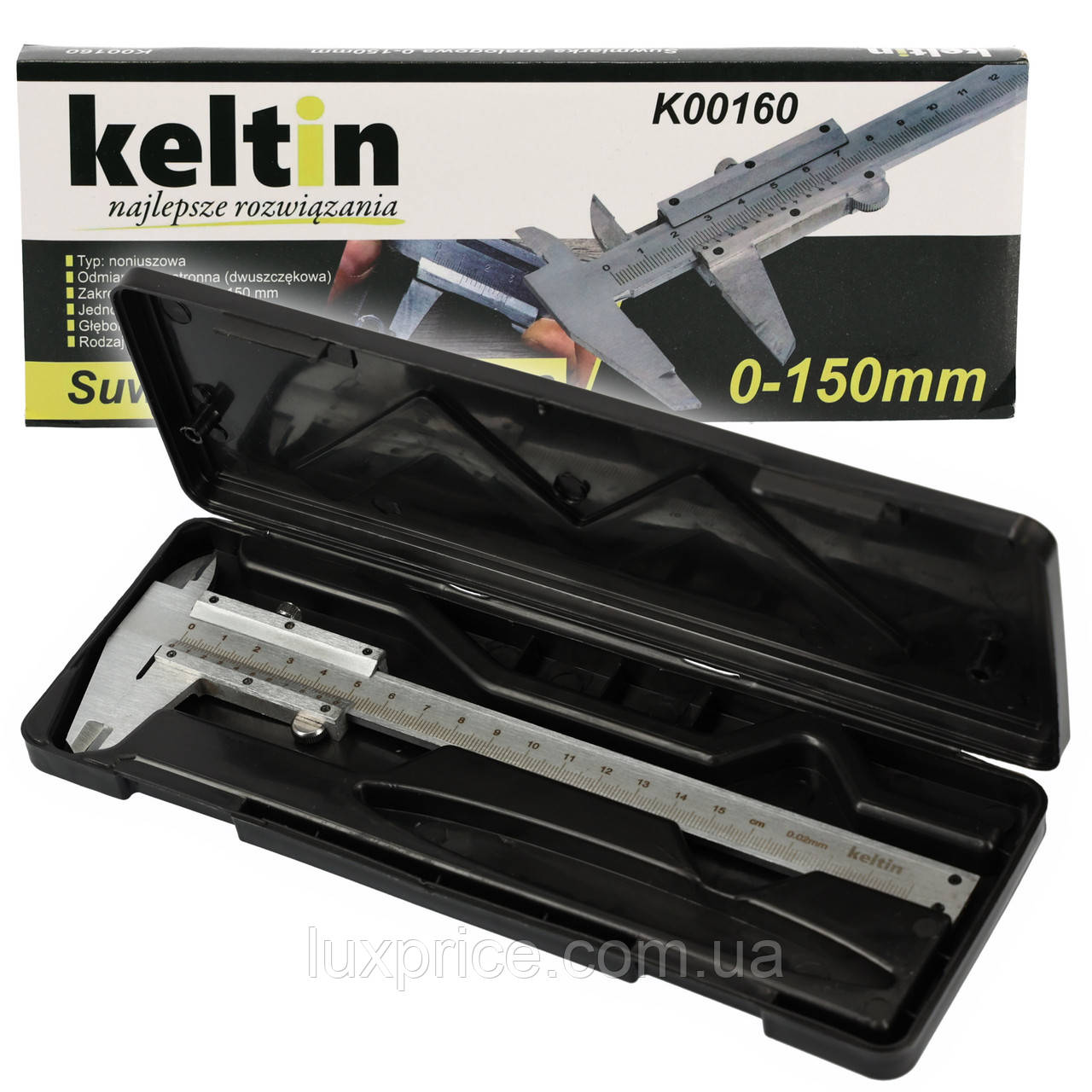 Штангенциркуль металевий у кейсі 150 мм 0,05 мм Keltin K00160 Luxprice, фото 1