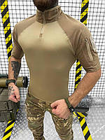 Тактическая боевая рубашка с коротки рукавом, Мужская армейская кофта убакс Single Sword койот