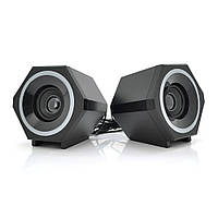 Колонки 2.0 Kisonli L-6060 для ПК і ноутбука, USB + 3.5 mm, 2x3W, 20Hz- 20KHz, з підсвіткою RGB, Black, BOX,