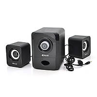 Колонки 2.1 Kisonli U-2900, для ПК і ноутбука, USB + 3.5 mm, 5W+2x3W, 20Hz- 20KHz, із сабвуфером, Black, BOX,