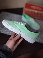 VANS Authentic Light GREEN кеды Светло ЗЕЛЕНЫЕ кроссовки на белой подошве ВАНС салатовые текстиль криперы EUR 37 - (23.5 cm)