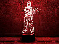 3D светильник ночник с пультом "Пожарный 3"