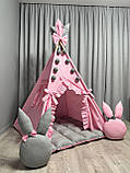 Вігвам Кольорові Зайчики БОНБОН Повний комплект, вігвам для дівчинки, вігвам для дітей, дитячий вігвам, дитячий намет, вігвам, фото 4