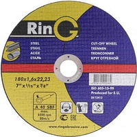 Круг відрізний по металу Ring 180 х 1,6 х 22,23 мм на болгарку (КШМ)