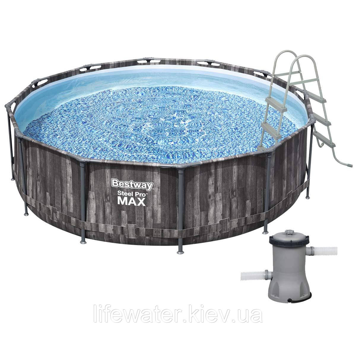 Bestway Каркасний басейн Bestway Wood Style 5614X (366х100 см) з картриджним фільтром та драбиною