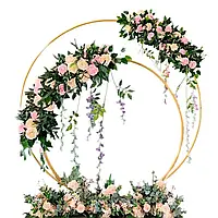 Кругла весільна арка Трояндова арка Металева арка з подвійним колом Місячні ворота 180см + 150см