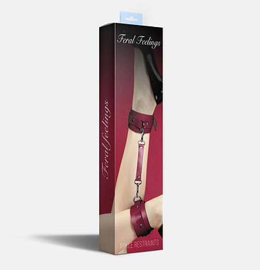 Поножі Feral Feelings – Ankle Restraints, натуральна шкіра, burgundy, фото 3