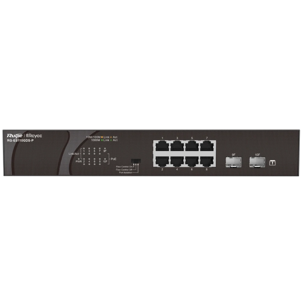 Ruijie Reyee RG-ES110GDS-P 10-портовий некерований PoE комутатор