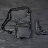 Чоловіча сумка з натуральної шкіри, тактична сумка - месенджер чорна, тактична сумка на груди, фото 4