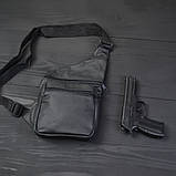 Чоловіча сумка з натуральної шкіри, тактична сумка - месенджер чорна, тактична сумка на груди, фото 3