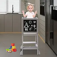 Дитячий стільчик-степ, дитячий стільчик-стійка, кухонний стільчик-степ з регульованою платформою для стояння, дерев'яний