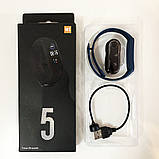 Фітнес браслет Smart Watch M5 Band Classic Black смарт годинник-трекер. Колір синій, фото 7