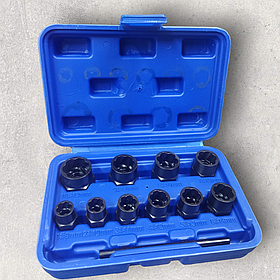 Набір головок для пошкоджених болтів і гайок 3/8", 9-19 мм 12 од. VT01938C VIKTEC