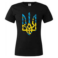 Чорна чоловіча патріотична футболка з гербом України, розмір S
