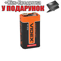 Батарейка солевая Крона VIDEX 6F22 9V Черный с оранжевым