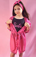 Детская шифоновая пляжная розовая туника "Barbie" для девочки