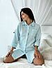 Жіночна довга сорочка з мусліну, аквамарин, фото 2