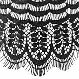 Ажурне французьке мереживо шантильї (з війками) чорного кольору шириною 33 см, довжина купона 3,0 м., фото 6