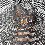 Ажурне французьке мереживо шантильї (з війками) чорного кольору шириною 33 см, довжина купона 3,0 м., фото 7